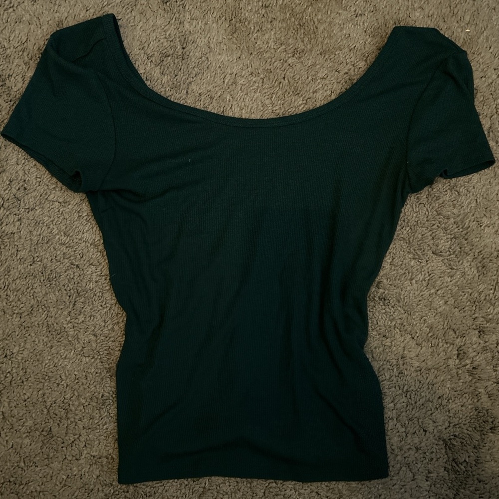 Dark Green Off-Shoulder Top